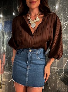 Saia Short Jeans Escuro
