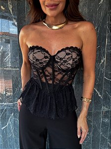 Corselet Transparência Martina Preto