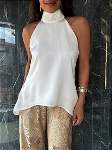 Blusa Cetim Celine Branca