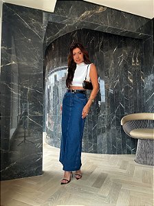 Saia Midi Jeans Escuro Victoria