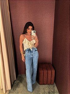 Calça Jeans Wide Leg Celeste