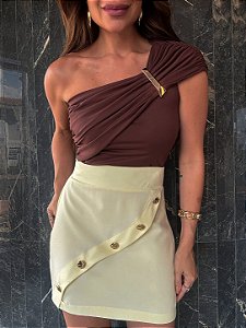 Blusa Nula Manga Laura Marrom