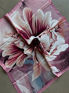 Lenço Cetim Rosa Estampado