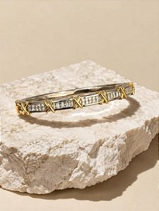 Bracelete Prata Com Dourado