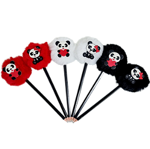 KIT C/12 LÁPIS POMPOM PANDINHA