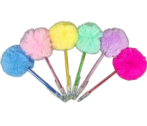 KIT C/12 CANETA GLITTER C/ POMPOM COLOR