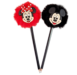 KIT C/6 LÁPIS POMPOM MICKEY E MINNIE CARINHAS