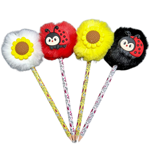 KIT C/12 LÁPIS POMPOM JARDIM