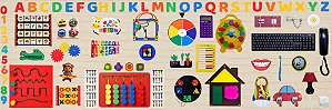 PAINEL DE ATIVIDADES SENSORIAIS MONTESSORI GIGANTE 2,40x80