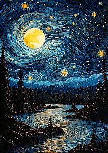 CADERNO MÉDIO ESTILO VAN GOGH CAPA DURA SEM PAUTA