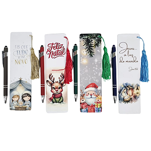 MARCADOR DE LIVROS C/ TASSEL E CANETA NATAL 2025