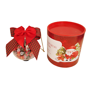 KIT C/4 BOLAS DE NATAL C/ VERSÍCULOS NA TUBOLATA DECORADA