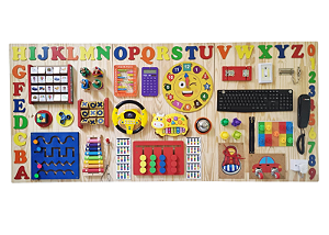 PAINEL DE ATIVIDADES SENSORIAIS MONTESSORI TRIPLO 1,80x80