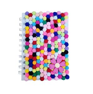 CADERNINHO MINI POMPOM C/ APLIQUE