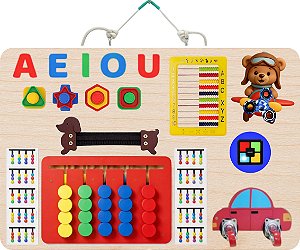 PAINEL DE ATIVIDADES SENSORIAIS MONTESSORI PORTÁTIL M 60x40
