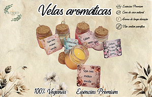 KIT C/ 15 MINI VELA AROMÁTICA VINTAGE 100%VEGANAS