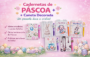 KIT C/10 CADERNETAS DE PÁSCOA C/ CANETA