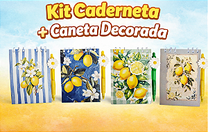 KIT CADERNETA + CANETA DECORADA LIMÃO SICILIANO