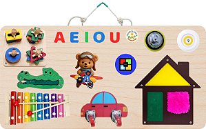 PAINEL DE ATIVIDADES SENSORIAIS MONTESSORI PORTÁTIL XILOFONE 80x40