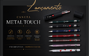 KIT C/ 10 CANETAS METAL TOUCH MENSAGEM TUBO DIPLOMA