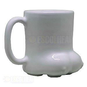 Caneca 3D Cerâmica Artesanal Esmaltada 430ml Patinha Branca
