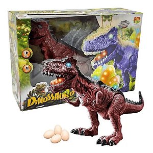 Boneco Dinossauro Marrom Articulado Com Som E Luz -Dm Toys