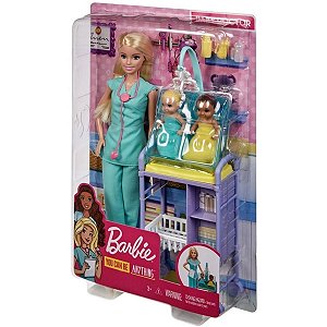 Boneca com Cenario Barbie Profissoes Pediatra