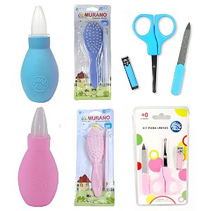Kit Higiene - Aspirador Nasal, Kit para Unha e Kit Pente e Escova