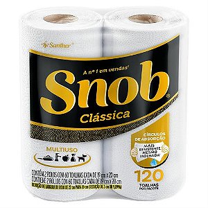 Toalha de Papel Folha Dupla Snob Clássica Pacote 2 un 60 Folhas