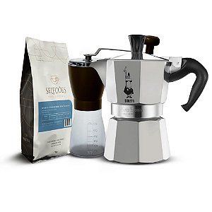 Kit Café Especial Seleções Norte Pioneiro do Paraná + Moedor Manual + Cafeteira Italiana Bialetti