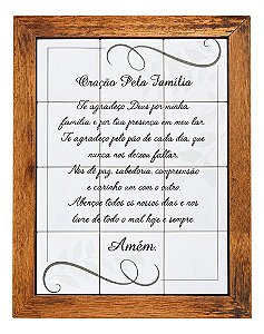 Quadro de azulejo - Oração da família