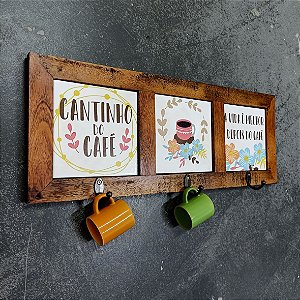 Quadro cabideiro triplo - Cantinho do café