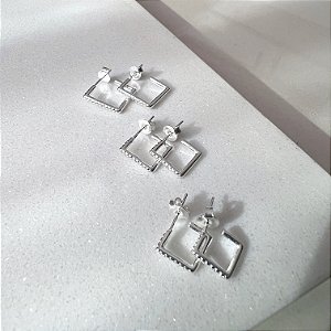 Trio quadrado cravejado com zircônia