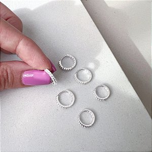 Trio de argolinha cravejada com zircônia