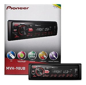 Som Automotivo Pioneer MP3 Player AM/FM USB - Auxiliar MVH-98UB