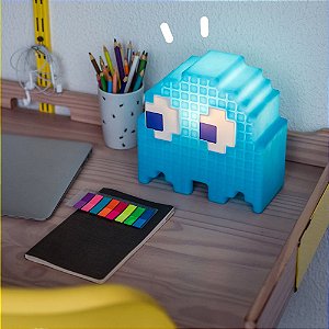 Luminária Fantasma (Azul) em polietileno: Pac-Man Inky- Licenciada