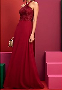 Vestido Longo Guipir Marsala Lore