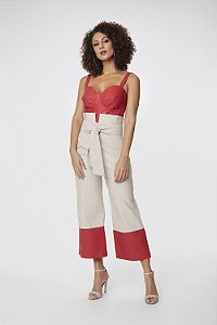 Conjunto Off White Regata e Calça Bicolor Esportivo Confortável - Cordatto