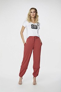 Conjunto Off White Regata e Calça Bicolor Esportivo Confortável - Cordatto