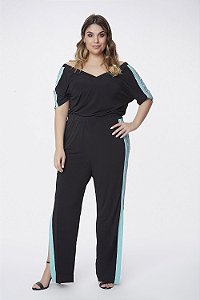 Macacão Bicolor em Malha Plus Size