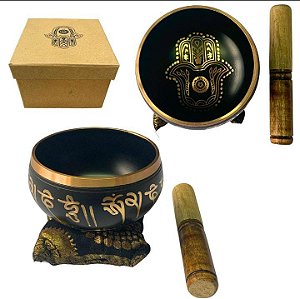 Tigela Tibetana/ Preta C/Mão Hansã