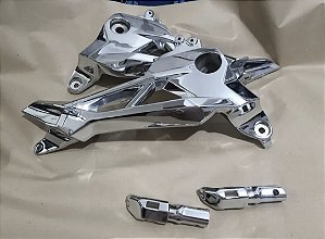 Par de bacalhau par de pedaleiras/espelho traseiro fan/titan160 freio combinado cromados