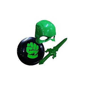 KIT ESPADA ESCUDO E MASCARA HEROIS VERDE