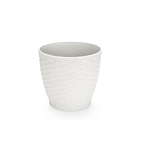 VASO RATTAN BRANCO MEDIO