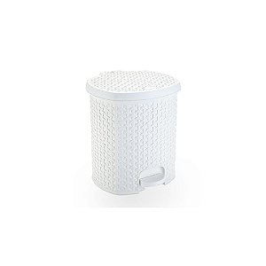 LIXEIRA RATTAN C/PEDAL 15 LTS - BRANCO
