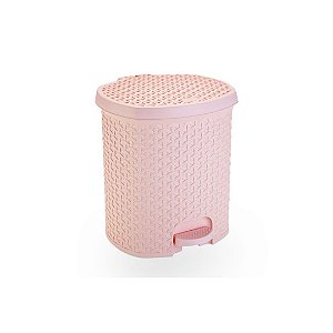LIXEIRA RATTAN C/PEDAL 15 LTS - ROSA