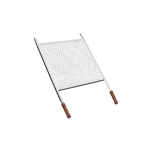 GRELHA INOX 50X40CM C/ CABO MAD