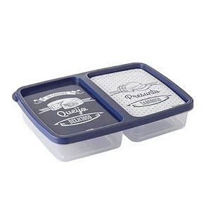 POTE CLIC DEC RETANGULAR 1,1L C/ 2 DIV AZUL
