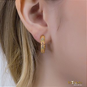 Brinco Argola Zircônia Colorida Intuê Banhado a Ouro 18k