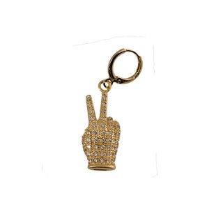 Pingente  dourado paz e amor com zirconia branca folheado semijoia